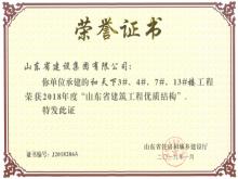 和天下3#、4#、7#、13#樓獲2018年度“山東省建筑工程優(yōu)質(zhì)結構”